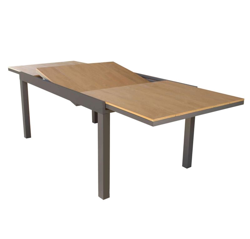VIDUUS - set tavolo in alluminio e polywood cm 160/240 x 95 x 75 h con 6 poltrone Viduus