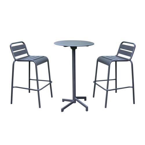 OPERA - set tavolo in metallo cm Ø 60 x 102 h con 2 sgabelli Opera