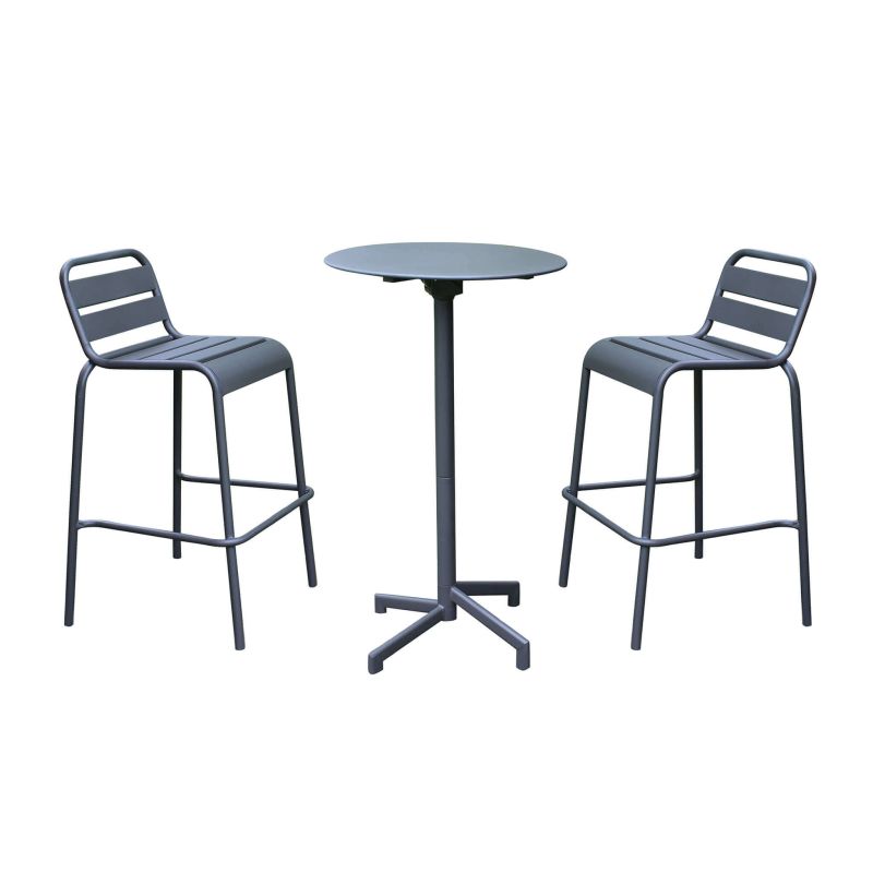 OPERA - set tavolo in metallo cm Ø 60 x 102 h con 2 sgabelli Opera