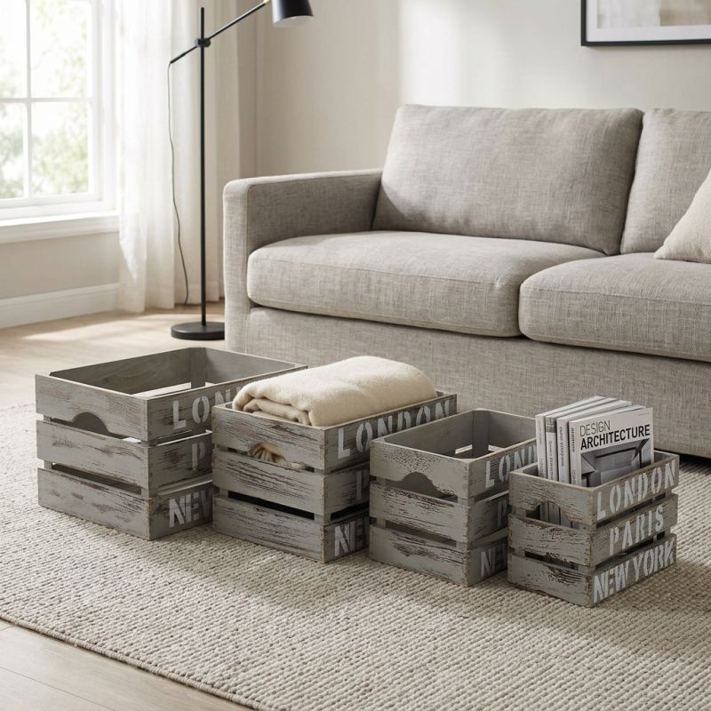 CARSON - set di 4 cassette in legno