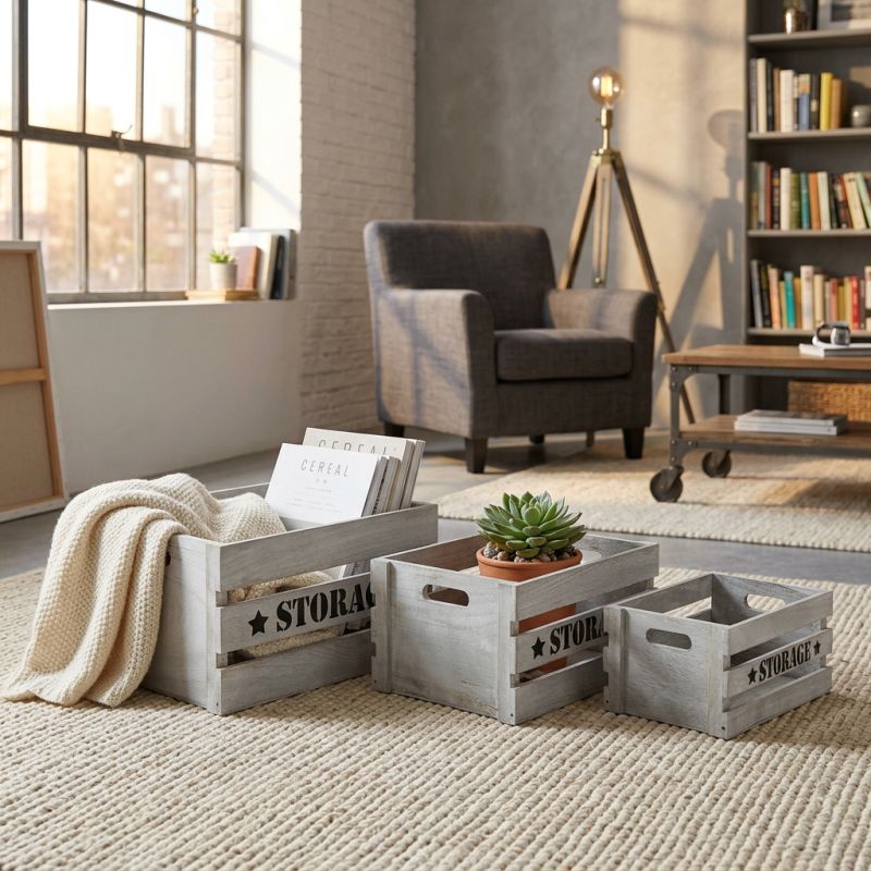 COOPER - set di 3 cassette in legno