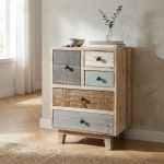 COLORWOOD - cassettiera cinque cassetti in legno colorato da 45 cm