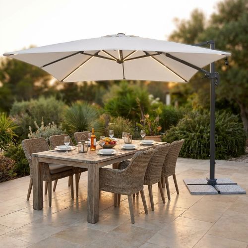 TESLA - ombrellone da giardino decentrato con led 3 x 4