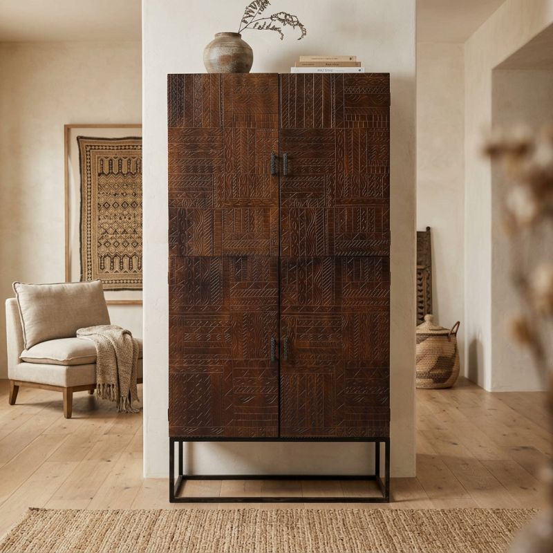 MANTRA - credenza con decoro 4 ante legno e ferro