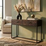 MANTRA - consolle con decoro legno e ferro