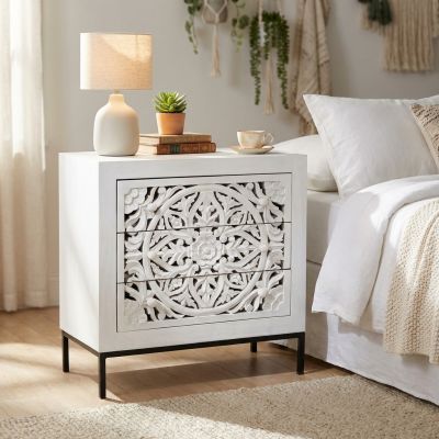OHM - comò cassettiera con decoro 3 cassetti legno e ferro