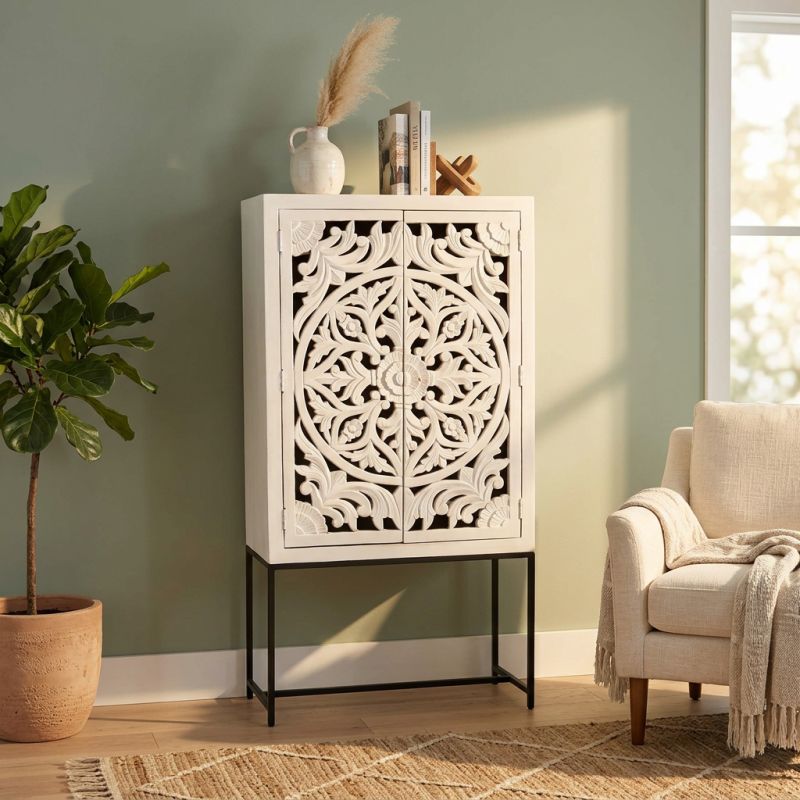 OHM - credenza con decoro 2 ante legno e ferro