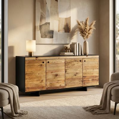 PINUS BLACK - madia 4 ante in pino riciclato