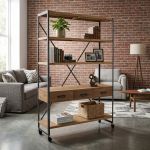 NEPO - libreria in legno e acciaio