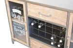ORLY - madia industrial in acciaio e legno con portabottiglie