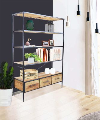 NELLO - libreria in legno e acciaio