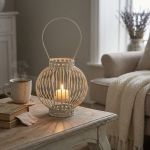 portacandela stile provenzale in ferro verniciato cm 20,5 x 22 x 42 h