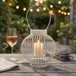 portacandela stile provenzale in ferro verniciato cm 20,5 x 22 x 42 h