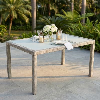 AXONA - tavolo intreccio in wicker e vetro