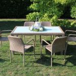 AXONA - tavolo intreccio in wicker vetro
