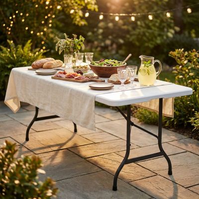 CATE - tavolo catering pieghevole salvaspazio in acciaio e abs