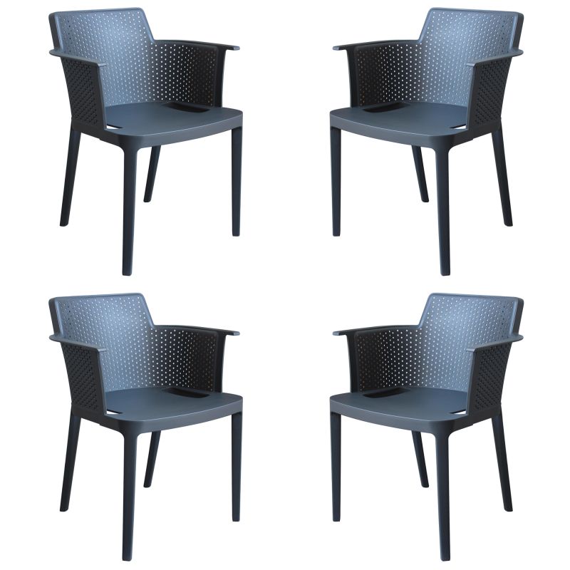 MAKKA - poltrona da esterno ed interno in plastica set da 4