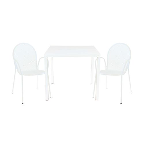 INDEX - set tavolo in metallo cm 80 x 80 x 73h con 2 poltrone Maris