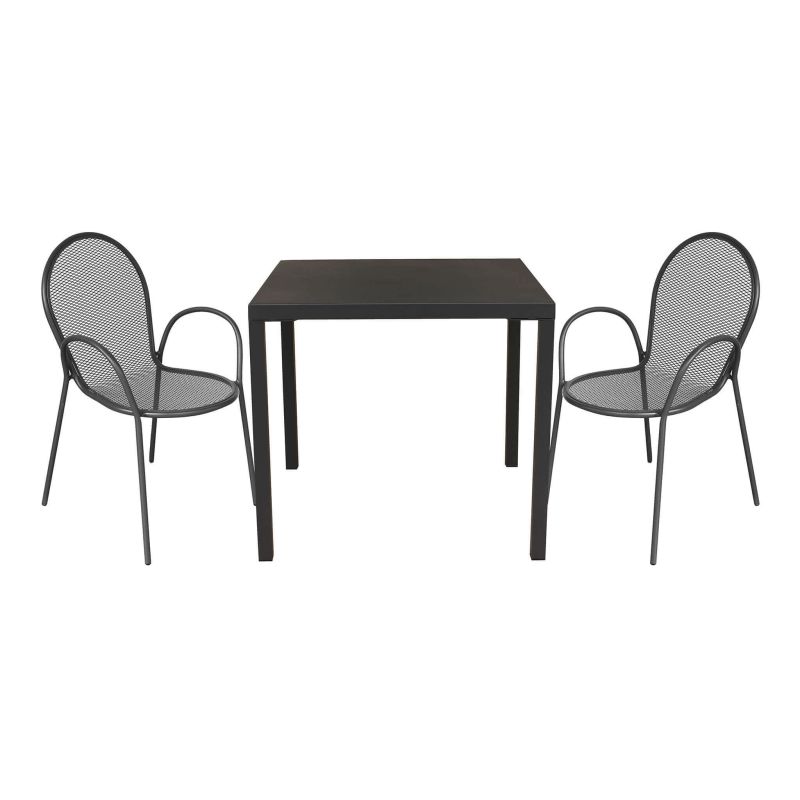 INDEX - set tavolo in alluminio cm 80 x 80 x 73h con 2 poltrone Maris