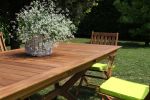 CAESAR - set tavolo in legno massiccio di acacia cm 150/200 x 90 x 78 h con 6 sedie e 2 poltrone Dresda