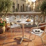 DARCUS - tavolo rotondo a colonna acciaio e alluminio waterproof tondo