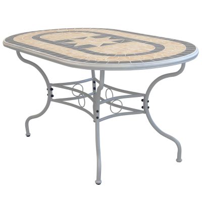 VENTUS - set tavolo in ferro cm 160 x 90 x 74 h con 6 sedie Ventus