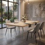 ANSON - tavolo da pranzo moderno in vetro e legno
