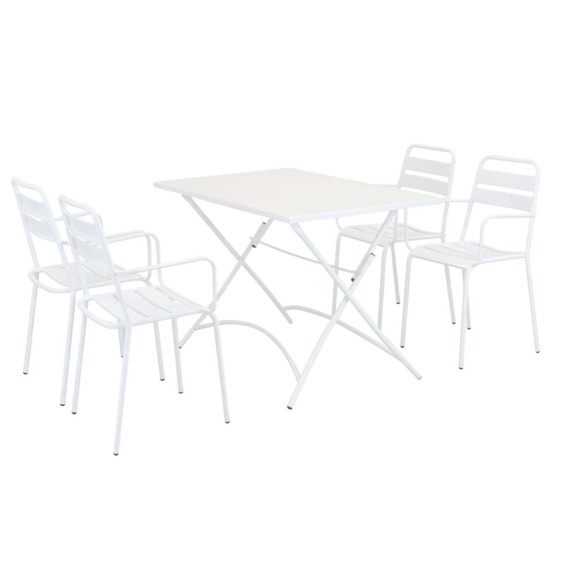ROMANUS - set tavolo in metallo cm 110 x 70 x 72 h con 4 poltrone Romanus