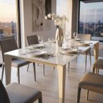 BENJAMIN - tavolo da pranzo moderno allungabile in acciaio e vetro da 160