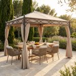 GERMEN - gazebo da giardino in acciaio completo di pareti laterali