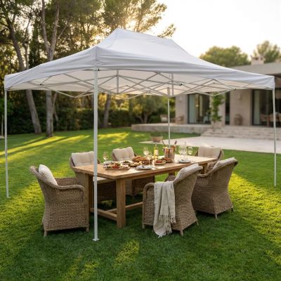 IRIS - gazebo pieghevole e richiudibile completo di sacca protettiva in acciaio 3 x 4,5 m