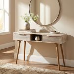 CHLOE - consolle con 2 cassetti in legno di paulownia e mdf industrial