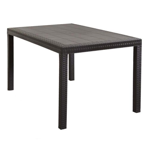 CALIGOLA - set tavolo inresina effetto rattan cm 150 x 90 x 74 h con 6 poltrone Alma