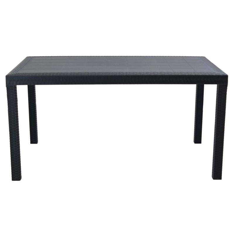 CALIGOLA - set tavolo in resina effetto rattan cm 150 x 90 x 74 h con 6 poltrone Alma
