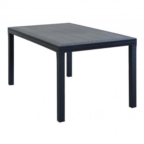 CALIGOLA - set tavolo in resina effetto rattan cm 150 x 90 x 74 h con 4 sedie Alma