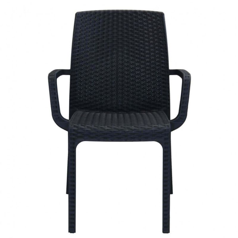 CALIGOLA - set tavolo in resina effetto rattan cm 150 x 90 x 74 h con 4 poltrone Alma