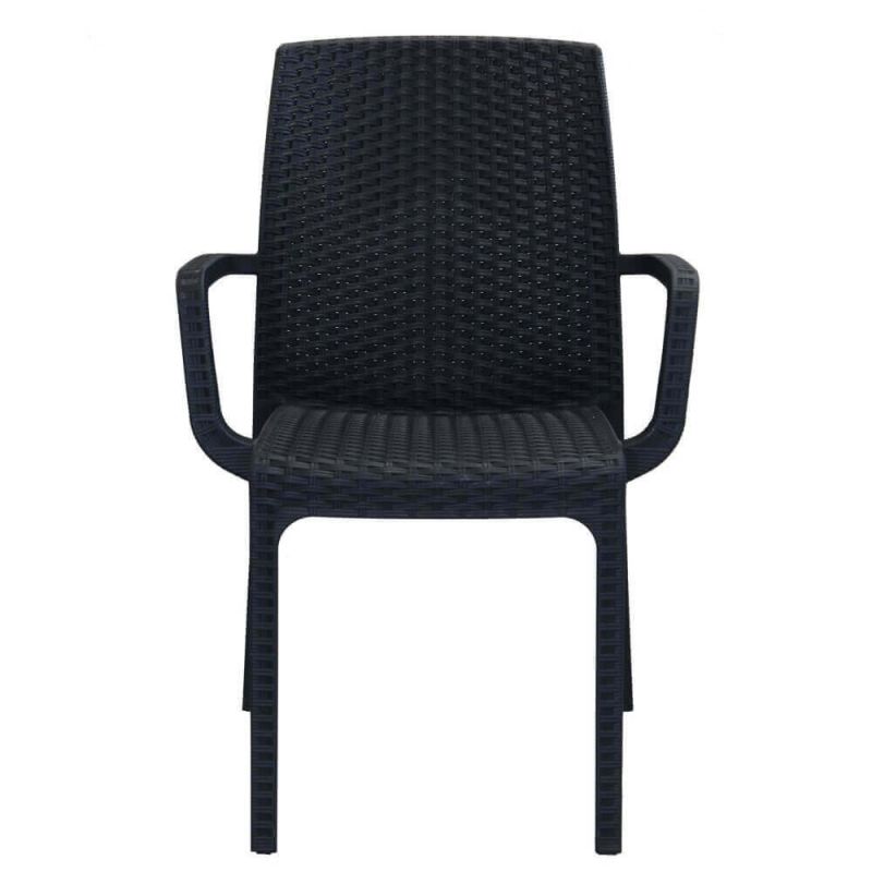 CALIGOLA - set tavolo in resina effetto rattan cm 80 x 80 x 74 h con 4 poltrone Alma