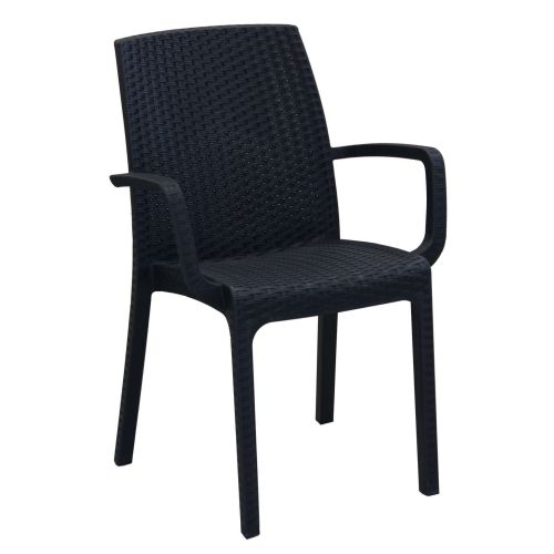 CALIGOLA - set tavolo in resina effetto rattan cm 80 x 80 x 74 h con 4 poltrone Alma