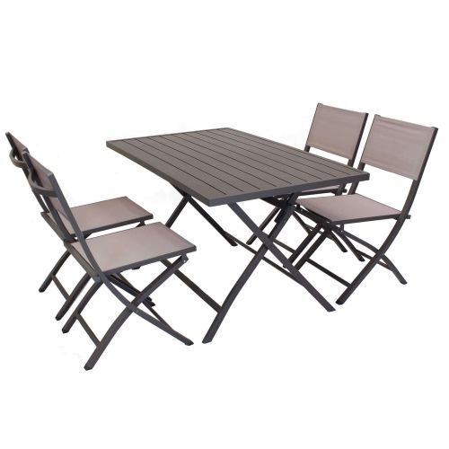 ABELUS - set tavolo in alluminio cm 130 x 77 x 73 h con 4 sedie Gaja