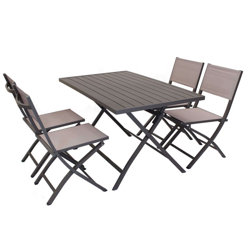 ABELUS - set tavolo in alluminio cm 130 x 77 x 73 h con 4 sedie Gaja