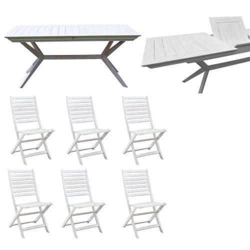 CAESAR - set tavolo in legno massiccio di acacia con 6 sedie Sortis