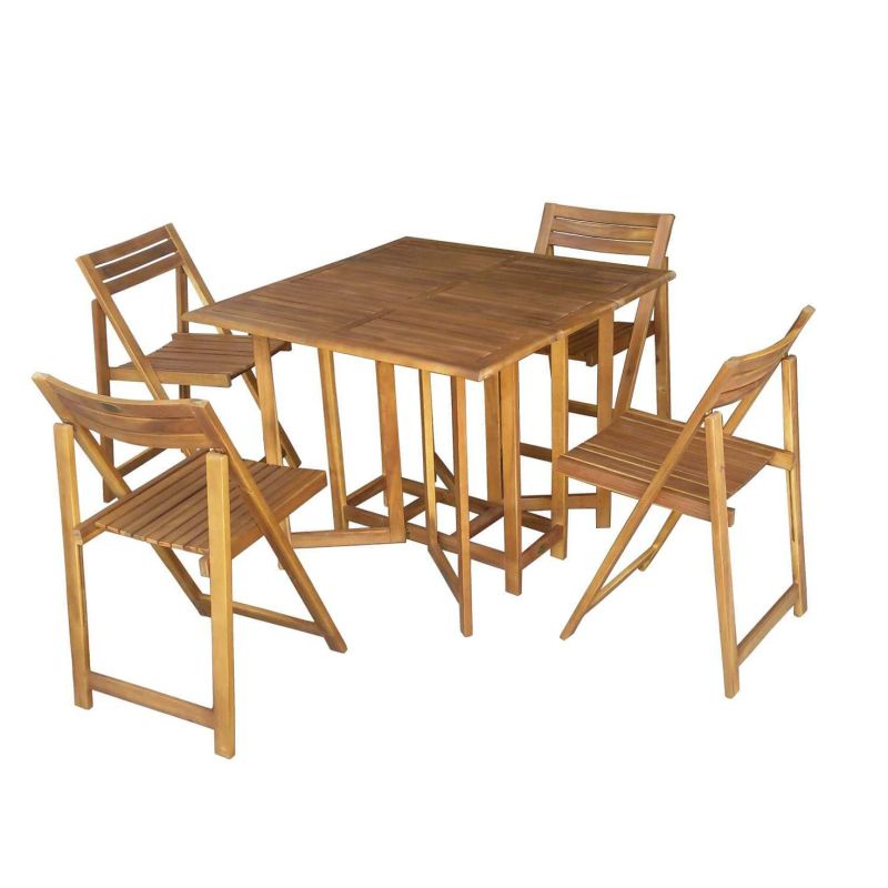 FALCO - set tavolo e 4 sedie in acacia