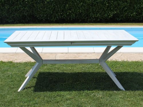 CAESAR - set tavolo in legno massiccio di acacia con 8 sedie Sortis