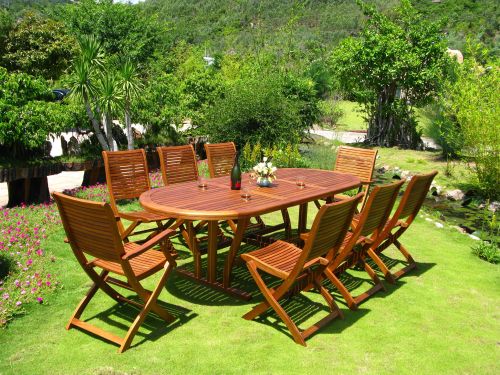 TURRIS - set tavolo in legno massiccio di acacia cm 180/240 x 100 x 74 h con 6 sedie e 2 poltrone Mulier
