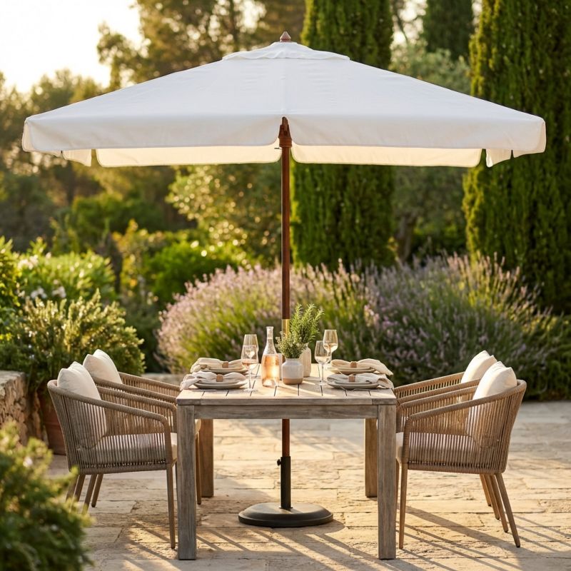 DOMINUS - ombrellone da giardino palo centrale in legno 3 x 4 m