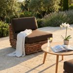 ROSEUS - poltrona da giardino completa di cuscino intreccio in rattan naturale