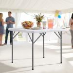 CATE - tavolo catering quadrato pieghevole salvaspazio in acciaio e abs
