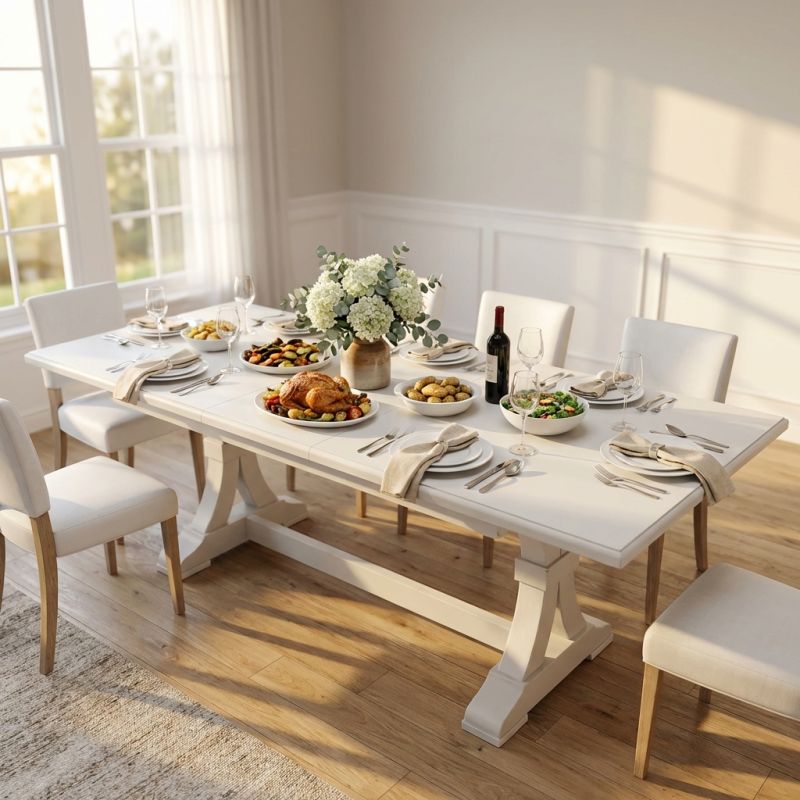 DUSTIN - tavolo da pranzo allungabile in legno massello cm 180/225/270/315/360 X 100