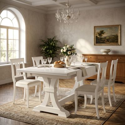 DUSTIN - tavolo da pranzo allungabile in legno massello cm 85 X 180/225/270/315/360