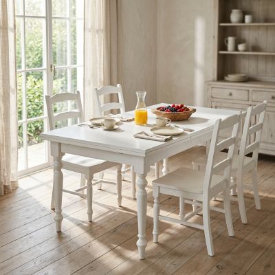 DYLAN - tavolo da pranzo allungabile in legno massello con gamba tornita cm 80 X 140/180/220
